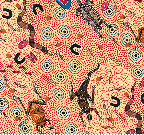 Around Waterhole Ecru beeswax wrap print by Nambooka