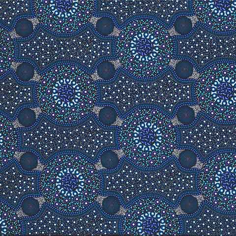 Bush Flowers Blue beeswax wrap print by Marlene Doolan