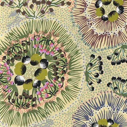 Bush Plum Ecru beeswax wrap print by Polly Wheeler