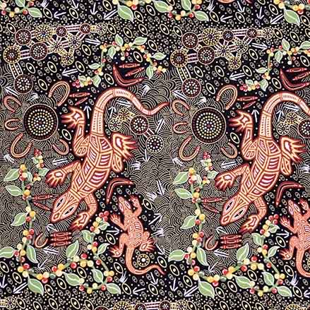 Man & Goanna beeswax wrap print by Gary Reid