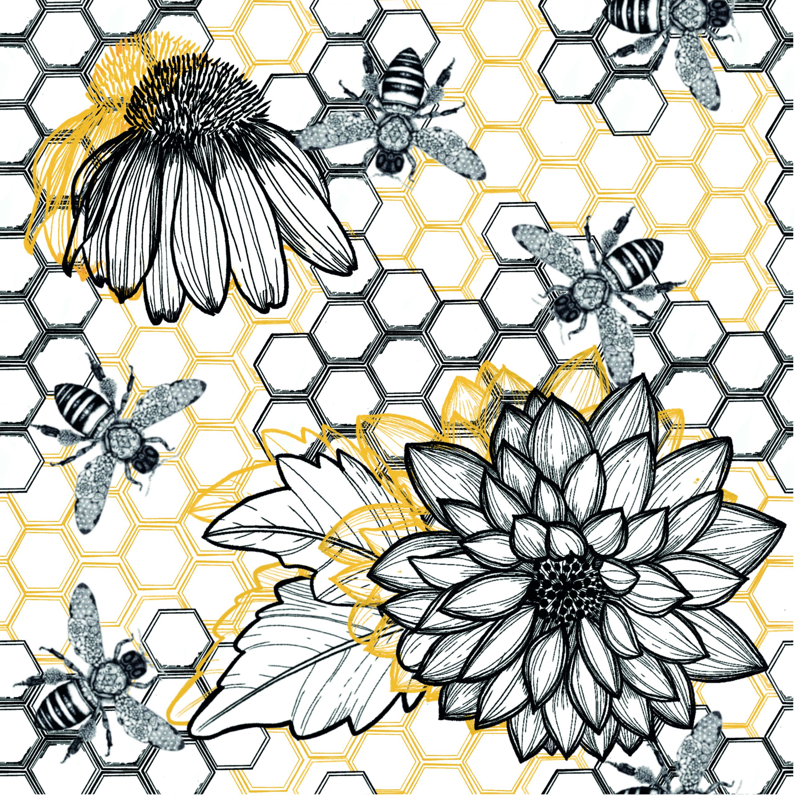 Bee Honeycomb beeswax wrap print by Ana Jú