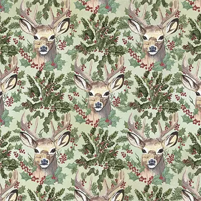 Deer Christmas beeswax wrap print by Nancy Hammer